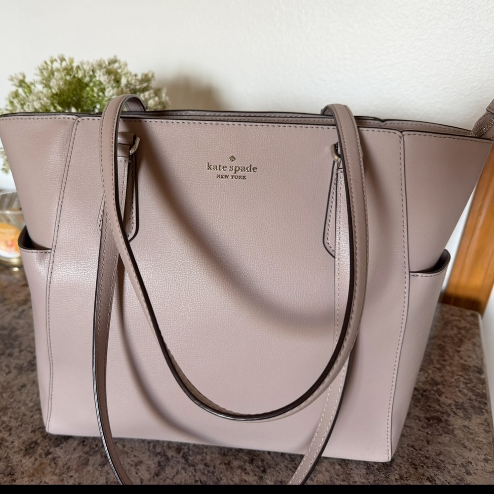 kate spade Leather Tote in Dusty Mauve